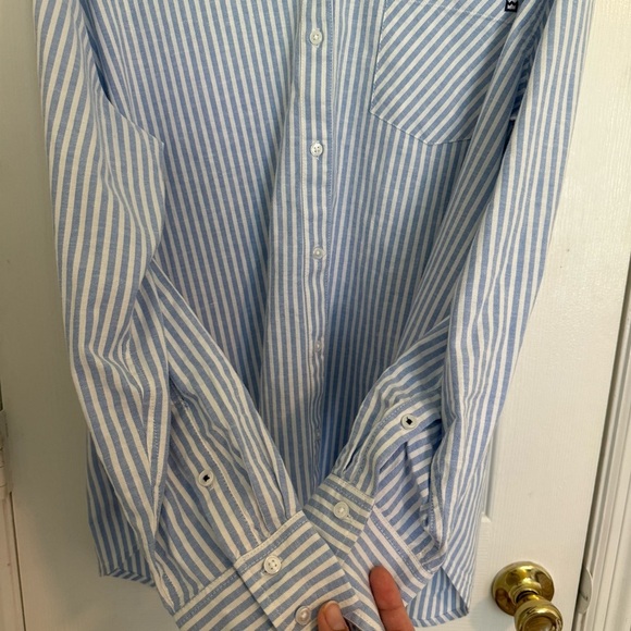Crown And Ivy Long Sleeve Cotton Button Up Top Stripes Lagenlook Summer PXL - Picture 3 of 8
